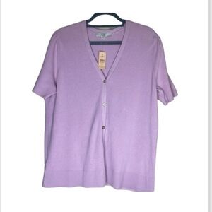 Loft Plus Cotton Cardigan NWT SS Button Front Sz 16-18
